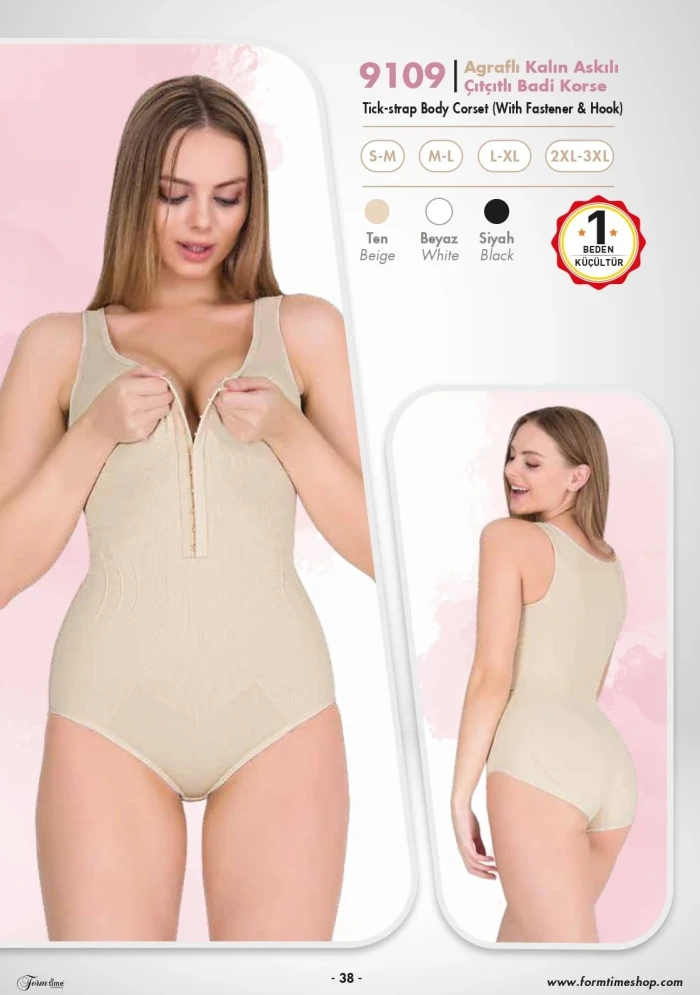 Form Time 9109 Agraflı G.Askı Çıtçıtlı Body Korse Meinetoile.com