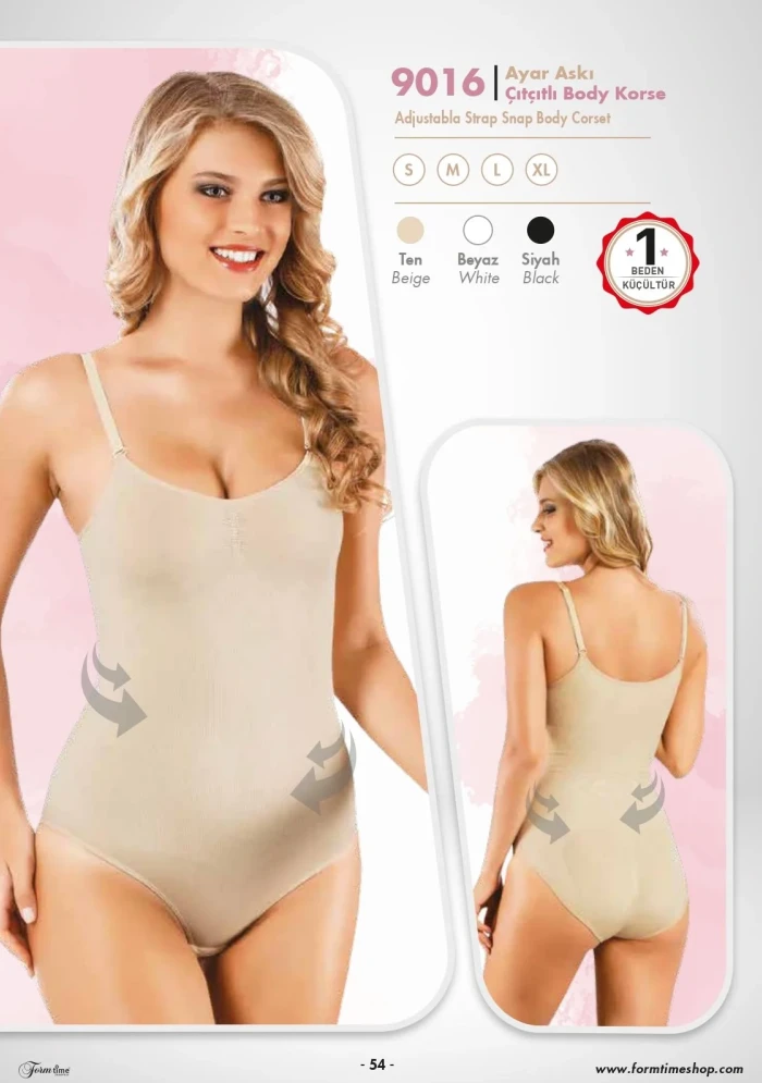 Form Time 9016 Çıtçıtlı Body Korse - Şekillendirici Ve Destekleyici Korse